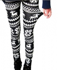 ECOSCO Women Reindeer Deer Snow Snowflake Legging Tight Pant ECOSCO Women Reindeer Deer Snow Snowflake Legging Tight Pant