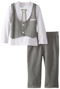 Calvin Klein Baby-Boys Infant White Tee With Attached Gray Front Vest With Pant, White/Gray, 24 Months