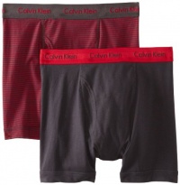 Calvin Klein Men's Cotton Stretch 2 Pack Boxer Brief, Ash Powder/Flame Red, Large Calvin Klein Men's Cotton Stretch 2 Pack Boxer Brief, Ash Powder/Flame Red, Large