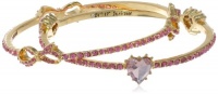 Betsey Johnson Iconic Pinkalicious Crystal Heart and Bow Bangle Bracelet Set, 8 Betsey Johnson Iconic Pinkalicious Crystal Heart and Bow Bangle Bracelet Set, 8
