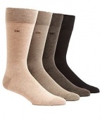 Calvin Klein Men's Flat Knit Crew Socks 4-Pack, One Size, Assorted Browns