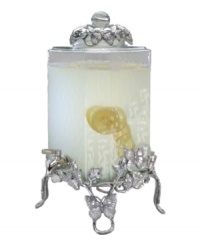 Invite fresh whimsy to the table on the wings of the Butterfly beverage dispenser from Arthur Court's serveware and serving dishes. Radiant aluminum butterflies form a lid and base for over two gallons of lemonade, ice water or sangria, so guests can go ahead and help themselves. Invite fresh whimsy to the table on the wings of the Butterfly beverage dispenser from Arthur Court's serveware and serving dishes. Radiant aluminum butterflies form a lid and base for over two gallons of lemonade, ice water or sangria, so guests can go ahead and help themselves.