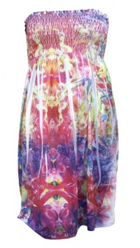 Juniors Colorful Strapless Abstract Elegant Beach Dress Juniors Colorful Strapless Abstract Elegant Beach Dress