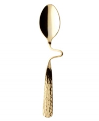 Have a coffee break that will lift you off your feet. This glistening gold espresso spoon fits snugly onto the New Wave Caffé Espesso Cup. Crafted of fine stainless steel with a rustic hammered handle design for the perfect blend of contemporary and classic design. Have a coffee break that will lift you off your feet. This glistening gold espresso spoon fits snugly onto the New Wave Caffé Espesso Cup. Crafted of fine stainless steel with a rustic hammered handle design for the perfect blend of contemporary and classic design.
