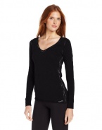 Calvin Klein Performance Women's Long Sleeve V-Neck Tee with Space Dye Stitching