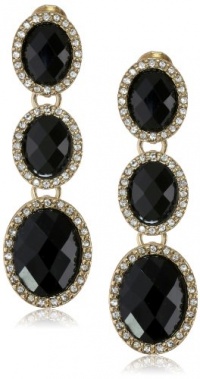 Anne Klein Merry and Bright Gold-Tone Pave Triple Drop Clip-On Earrings