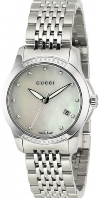 Gucci Women's YA126510 G-Timeless Diamond MOP White Dial Watch