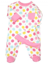 Offspring- Baby Girls Newborn Multi Dot Footie with Hat, Multi, Newborn