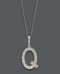 Spell it out in sparkle! This personalized initial charm necklace makes the perfect gift for Quinn. Features sparkling, round-cut diamond accents. Setting and chain crafted in 14k white gold. Approximate length: 18 inches. Approximate drop: 1/2 inch.