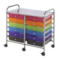 Blue Hills Studio Double-Wide Storage Cart w/12 Drawers: Multi-Color Blue Hills Studio Double-Wide Storage Cart w/12 Drawers: Multi-Color