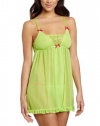 Betsey Johnson Women's Rebel Rose and Tricot Babydoll, Lily Pad, Medium