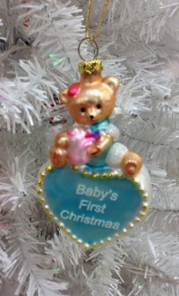 Baby's First Christmas Boy Glass Ornament - 2011 Baby's First Christmas Boy Glass Ornament - 2011