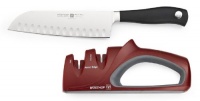Wusthof 7-in. Grand Prix II Hollow Edge Santoku Knife With Sharpener Wusthof 7-in. Grand Prix II Hollow Edge Santoku Knife With Sharpener