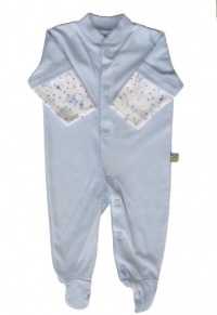 Noa Lily Footie Solid Light Blue with Sleeves, Blue Cow, Newborn Noa Lily Footie Solid Light Blue with Sleeves, Blue Cow, Newborn