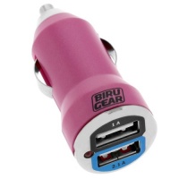 BIRUGEAR Metalic Hot Pink 2-Port USB Car Charger Adapter 2A BIRUGEAR Metalic Hot Pink 2-Port USB Car Charger Adapter 2A