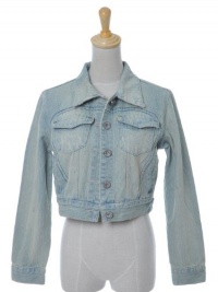 Anna-Kaci S/M Fit Cropped Long Sleeve Distressed Lightly Washed Out Denim Jacket Anna-Kaci S/M Fit Cropped Long Sleeve Distressed Lightly Washed Out Denim Jacket