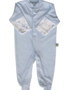 Noa Lily Footie Solid Light Blue with Sleeves, Blue Cow, Newborn