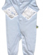 Noa Lily Footie Solid Light Blue with Sleeves, Blue Cow, 3 Months