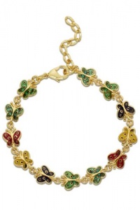 Lily Nily Children's 18k Gold Overlay Multi Colored Enamel Butterfly Bracelet