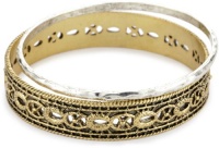Lucky Brand So Cal Silver and Gold-Tone Openwork Lace Bangle Bracelet Lucky Brand So Cal Silver and Gold-Tone Openwork Lace Bangle Bracelet