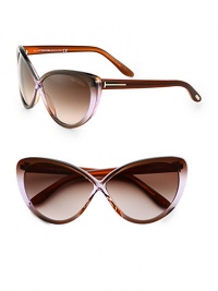 Retro acetate cat's-eye sunglasses get a glam update with a crossover butterfly shaped frame. Available in brown violet with violet gradient lens.Signature T logo temples100% UV protectionMade in Italy