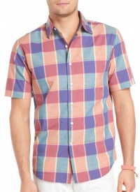 IZOD Men's Short Sleeve Pointed Collar Plaid Button Down IZOD Men's Short Sleeve Pointed Collar Plaid Button Down