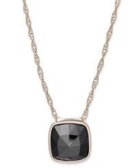 Understated elegance. This necklace is centered by a square, rose-cut black diamond (2 ct. t.w.) pendant for a stunning look. Set in 14k gold. Approximate length: 18 inches. Approximate drop: 3/4 inch. Understated elegance. This necklace is centered by a square, rose-cut black diamond (2 ct. t.w.) pendant for a stunning look. Set in 14k gold. Approximate length: 18 inches. Approximate drop: 3/4 inch.