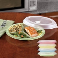 Collections Etc - Divided Microwave Plates With Lids Collections Etc - Divided Microwave Plates With Lids