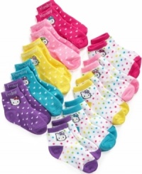 Keep her fun looks locked down with these ankle socks from Hello Kitty, a pair for every day of the week. Keep her fun looks locked down with these ankle socks from Hello Kitty, a pair for every day of the week.