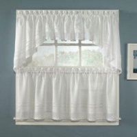 Peri Homeworks Crochet White 58x24 Tailored Tiers Pair Peri Homeworks Crochet White 58x24 Tailored Tiers Pair