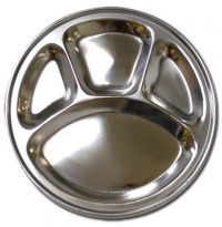 Stainless Steel Round Divided Dinner Plate 4 sections