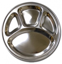 Stainless Steel Round Divided Dinner Plate 4 sections Stainless Steel Round Divided Dinner Plate 4 sections