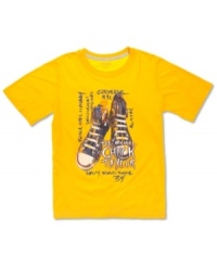 Another way for the little guy to get his kicks: On this Converse tee printed with a Chuck Taylor graphic. Another way for the little guy to get his kicks: On this Converse tee printed with a Chuck Taylor graphic.