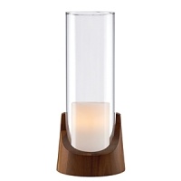 Bring an ambient glow to gatherings indoor or out with this distinctively modern hurricane from Dansk. In an elegant pairing of raw materials and minimalist design, a richly grained wood base supports a slim cylinder formed of sparkling clear glass. Bring an ambient glow to gatherings indoor or out with this distinctively modern hurricane from Dansk. In an elegant pairing of raw materials and minimalist design, a richly grained wood base supports a slim cylinder formed of sparkling clear glass.