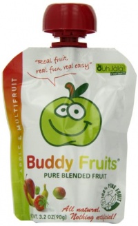 Buddy Fruits Pure Blended Fruit To Go, Multifruit and Apple, 3.2-Ounce Packages (Pack of 18)