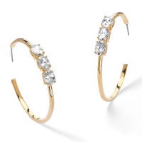 PalmBeach Jewelry 7.26 TCW Oval-Cut Cubic Zirconia 14k Gold-Plated Hoop Earrings PalmBeach Jewelry 7.26 TCW Oval-Cut Cubic Zirconia 14k Gold-Plated Hoop Earrings