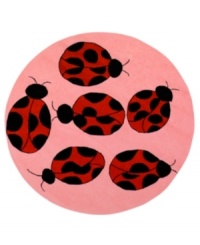 Spotted: six little lady bugs crawling along the soft pink background of this oh-so-cute Surya area rug. Hand hooked from poly-acrylic material, each friendly floor covering is durable enough to stand up to even the most rigorous play. Spotted: six little lady bugs crawling along the soft pink background of this oh-so-cute Surya area rug. Hand hooked from poly-acrylic material, each friendly floor covering is durable enough to stand up to even the most rigorous play.
