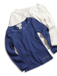 GUESS Kids Girls Little Girl Studded-Neck Top, CREAM (4) GUESS Kids Girls Little Girl Studded-Neck Top, CREAM (4)