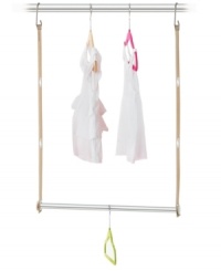 Built to hang out! Simply attach to any closet bar and instantly double your hanging space and make room for your growing little one's growing wardrobe. Extremely sturdy suspension hooks and three grommets allow you to adjust the bar to grow alongside your child. Built to hang out! Simply attach to any closet bar and instantly double your hanging space and make room for your growing little one's growing wardrobe. Extremely sturdy suspension hooks and three grommets allow you to adjust the bar to grow alongside your child.