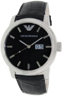 Emporio Armani Men's AR0428 Black Leather Strap Watch Emporio Armani Men's AR0428 Black Leather Strap Watch