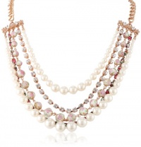 Betsey Johnson Vintage Bows Faux Pearl and Floral Bead Multi-Row Necklace, 23 Betsey Johnson Vintage Bows Faux Pearl and Floral Bead Multi-Row Necklace, 23
