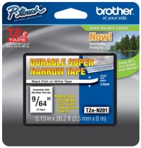 Brother Non-Laminated 9/64 Inch Tape in Retail Packaging, Black on White (TZeN201) Brother Non-Laminated 9/64 Inch Tape in Retail Packaging, Black on White (TZeN201)