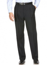 Lauren By Ralph Lauren Mens Wool Navy Blue Pinstriped Dress Pants Double Pleated