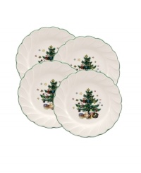 Made of ironstone china known for its durability, Nikko's Happy Holidays set of salad plates will become part of your family's holiday ritual. Coordinating holiday dinnerware, dishes and flatware also available. Made of ironstone china known for its durability, Nikko's Happy Holidays set of salad plates will become part of your family's holiday ritual. Coordinating holiday dinnerware, dishes and flatware also available.