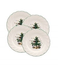 Made of ironstone china known for its durability, Nikko's Happy Holidays set of salad plates will become part of your family's holiday ritual. Coordinating holiday dinnerware, dishes and flatware also available.