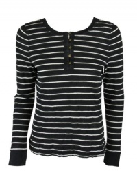 LRL Lauren Ralph Lauren Womens Stripe Thermal Henley Top LRL Lauren Ralph Lauren Womens Stripe Thermal Henley Top