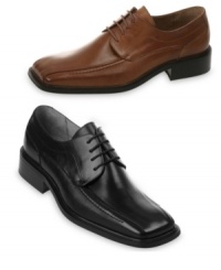 Does your look need a lift? This handsome, versatile pair of oxford men's dress shoes is up to the task with its buffalo leather, stitching details at the sides, a bike toe and a durable rubber sole. Leather lined. Imported. Does your look need a lift? This handsome, versatile pair of oxford men's dress shoes is up to the task with its buffalo leather, stitching details at the sides, a bike toe and a durable rubber sole. Leather lined. Imported.