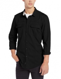 Calvin Klein Jeans Men's Solid Military Long Sleeve Button Down Shirt Calvin Klein Jeans Men's Solid Military Long Sleeve Button Down Shirt
