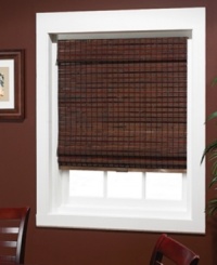 Made from natural bamboo wood, this cordless roman shade gives your room a refined, exotic appeal with its rich tone. Window treatments feature rows of bamboo wood and vertical striping to create a subtle grid. Also featuring an easy-to-use cordless design for a sleek, polished look. Made from natural bamboo wood, this cordless roman shade gives your room a refined, exotic appeal with its rich tone. Window treatments feature rows of bamboo wood and vertical striping to create a subtle grid. Also featuring an easy-to-use cordless design for a sleek, polished look.