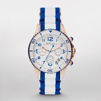 Marc Jacobs Rock Chronograph White and Blue Silicone Ladies Watch MBM2594 Marc Jacobs Rock Chronograph White and Blue Silicone Ladies Watch MBM2594